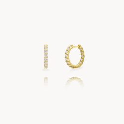 Pendientes Plata Dorada Mujer 22mm PPM0003DO22 Aro Circonitas