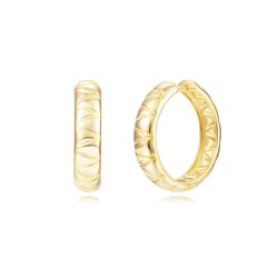 Pendientes Plata Dorada Mujer 25mm PEL1267DO25 Aro Rayas En Brillo