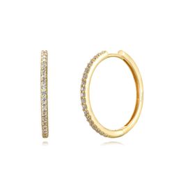 Pendientes Plata Dorada Mujer 25mm PEZ1343DOXX25 Aro Circonitas