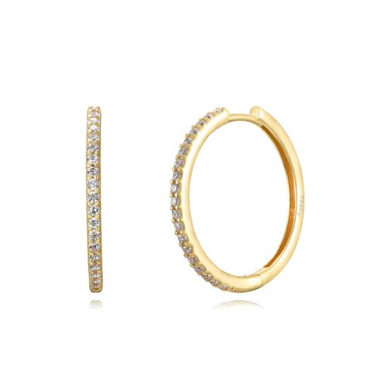 Pendientes Plata Dorada Mujer 25mm PEZ1343DOXX25 Aro Circonitas
