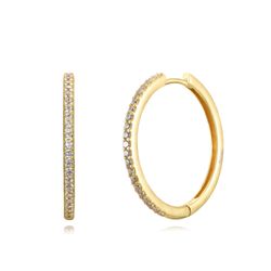 Pendientes Plata Dorada Mujer 27mm PEZ1343DOXX27 Aro Circonitas
