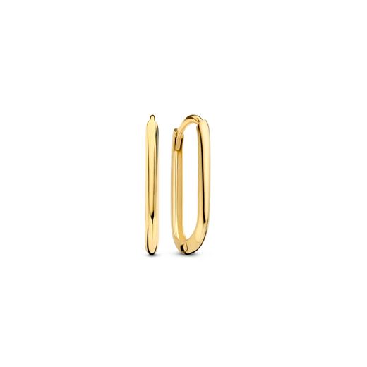 Pendientes Plata Dorada Mujer 30mm PEL1278DOXX30 Aro Rectangular En Brillo