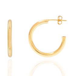Pendientes Plata Dorada Mujer 31mm PEL0002DOXX31 Aro Abierto En Brillo