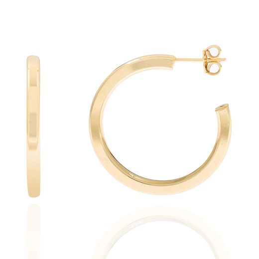 Pendientes Plata Dorada Mujer 36mm PEL0146DOXX36 Aro Abierto En Brillo