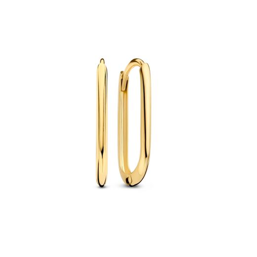 Pendientes Plata Dorada Mujer 40mm PEL1278DOXX40 Aro Rectangular En Brillo