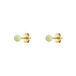 Pendientes Plata Dorada Mujer 4mm PEL1083DOME04 Bola Enamel Menta