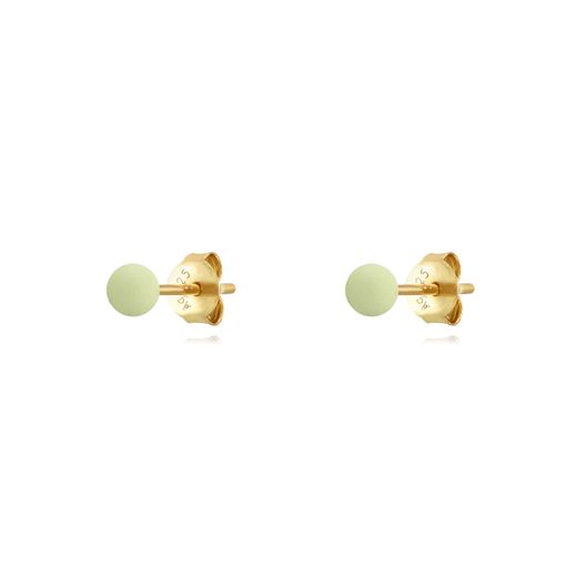 Pendientes Plata Dorada Mujer 4mm PEL1083DOME04 Bola Enamel Menta