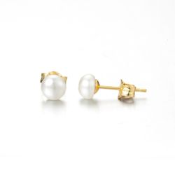 Pendientes Plata Dorada Mujer 4mm PEM0273DOPA04 Perla Cultivada