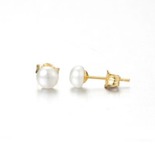 Pendientes Plata Dorada Mujer 4mm PEM0273DOPA04 Perla Cultivada