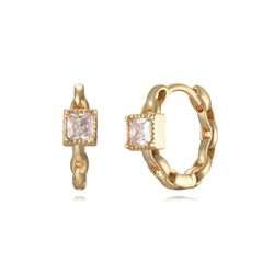 Pendientes Plata Dorada Mujer 4mm PEZ1373DO Aro Circonita
