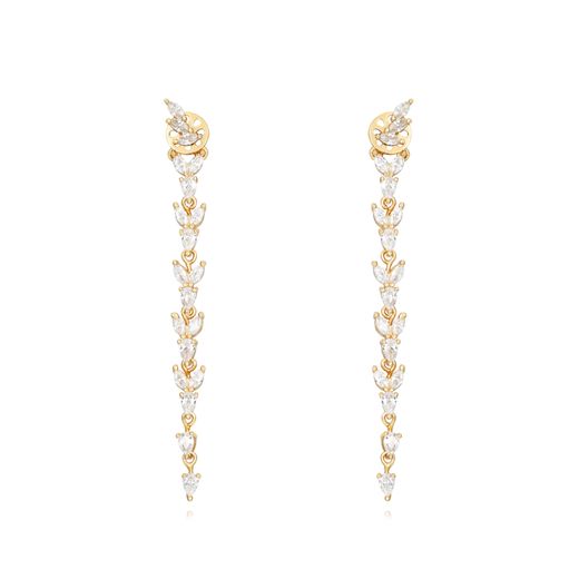 Pendientes Plata Dorada Mujer 50mm PEZ1273DO Circonitas