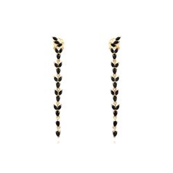 Pendientes Plata Dorada Mujer 50mm PEZ1273DOBK Circonitas Negras