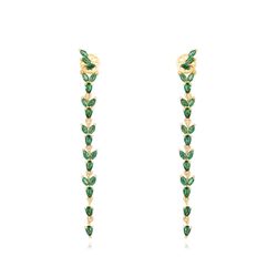 Pendientes Plata Dorada Mujer 50mm PEZ1273DOZV Circonitas Verdes