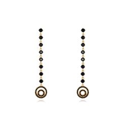 Pendientes Plata Dorada Mujer 55mm PEZ1272DOBK Circonitas Negras