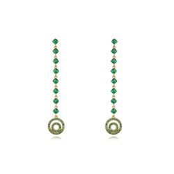 Pendientes Plata Dorada Mujer 55mm PEZ1272DOZV Circonitas Verdes