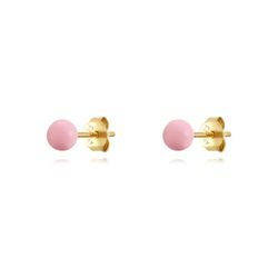 Pendientes Plata Dorada Mujer 5mm PEL1083DOEP05 Bola Enamel Rosa