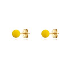 Pendientes Plata Dorada Mujer 5mm PEL1083DOEY05 Bola Enamel Amarillo