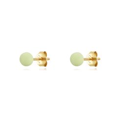 Pendientes Plata Dorada Mujer 5mm PEL1083DOME05 Bola Enamel Menta