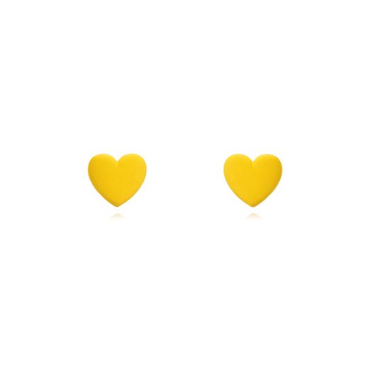 Pendientes Plata Dorada Mujer 5mm PEL1094DOEY Corazón Enamel Amarillo