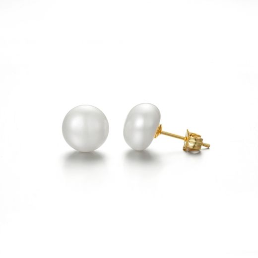 Pendientes Plata Dorada Mujer 6mm PEM0273DOPA06 Perla Cultivada