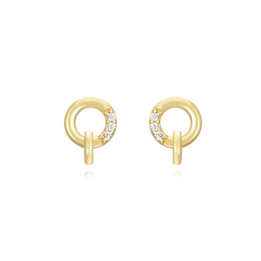 Pendientes Plata Dorada Mujer 6mm PEZ1311DO Círculo Circonitas