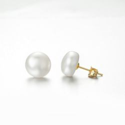 Pendientes Plata Dorada Mujer 7mm PEM0273DOPA07 Perla Cultivada
