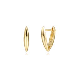 Pendientes Plata Dorada Mujer 7x14mm PEL1255DO14 Aro Triángulo En Brillo