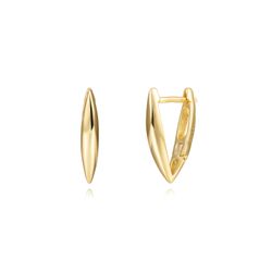 Pendientes Plata Dorada Mujer 7x16mm PEL1255DO16 Aro Triángulo En Brillo