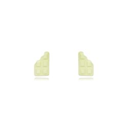 Pendientes Plata Dorada Mujer 7x4mm PEL1093DOME Chocolate Enamel Menta