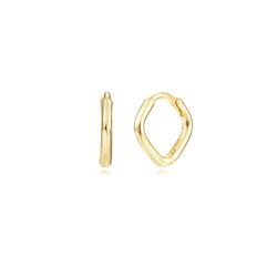 Pendientes Plata Dorada Mujer 8mm PEL1259DO08 Aro Rombo En Brillo