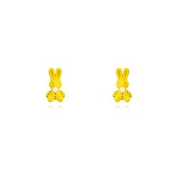Pendientes Plata Dorada Mujer 8x4,5mm PEL1091DOEY Conejo Enamel Amarillo