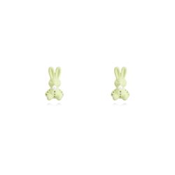 Pendientes Plata Dorada Mujer 8x4,5mm PEL1091DOME Conejo Enamel Menta