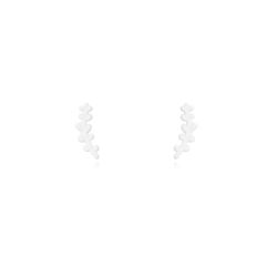 Pendientes Plata Dorada Mujer 9x3mm PEL1088DOEW Laurel Enamel Blanco