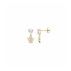 Pendientes Plata Dorada Mujer E17025GP Colgante Ángel C. Circonitas