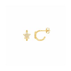 Pendientes Plata Dorada Mujer E27165GP Medio Aro C. Estrella C. Circonitas