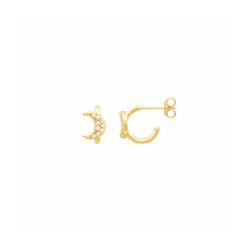 Pendientes Plata Dorada Mujer E27166GP Medio Aro C. Media Luna C. Circonitas