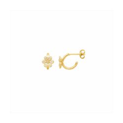 Pendientes Plata Dorada Mujer E27168GP Medio Aro C. Flor C. Circonitas