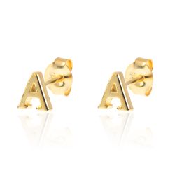 Pendientes Plata Dorada Mujer PE00457DOA Letra A 6mm
