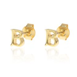 Pendientes Plata Dorada Mujer PE00457DOB Letra B 6mm