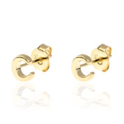 Pendientes Plata Dorada Mujer PE00457DOC Letra C 6mm