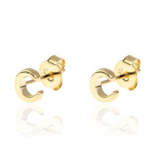 Pendientes Plata Dorada Mujer PE00457DOC Letra C 6mm