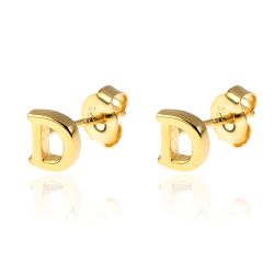 Pendientes Plata Dorada Mujer PE00457DOD Letra D 6mm