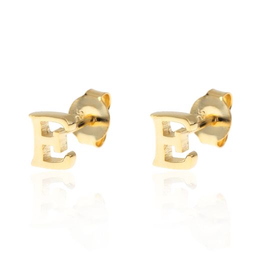 Pendientes Plata Dorada Mujer PE00457DOE Letra E 6mm