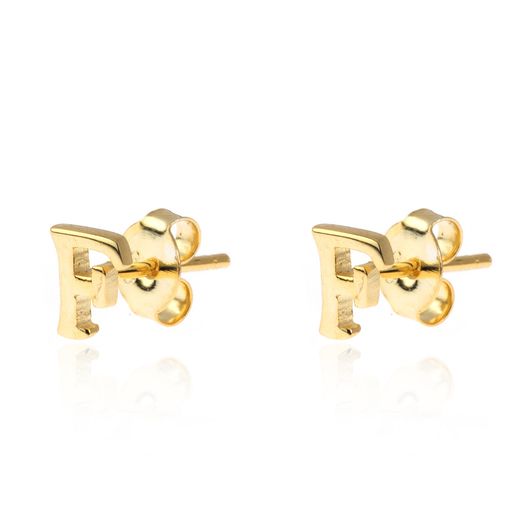 Pendientes Plata Dorada Mujer PE00457DOF Letra F 6mm