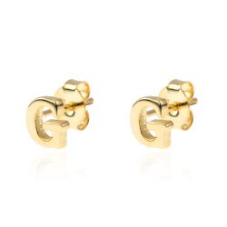 Pendientes Plata Dorada Mujer PE00457DOG Letra G 6mm