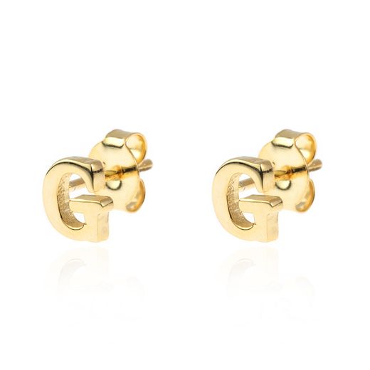 Pendientes Plata Dorada Mujer PE00457DOG Letra G 6mm