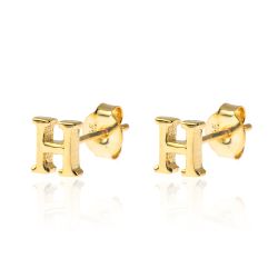 Pendientes Plata Dorada Mujer PE00457DOH Letra H 6mm