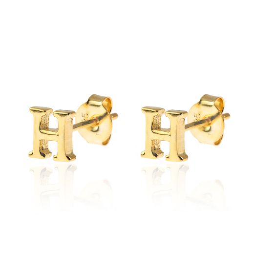 Pendientes Plata Dorada Mujer PE00457DOH Letra H 6mm