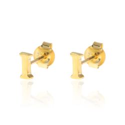 Pendientes Plata Dorada Mujer PE00457DOI Letra I 6mm