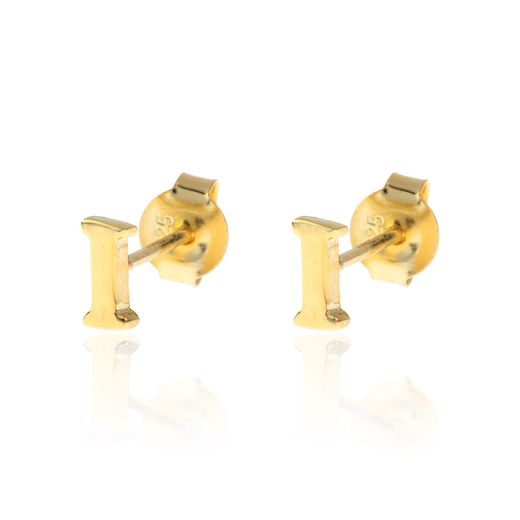 Pendientes Plata Dorada Mujer PE00457DOI Letra I 6mm